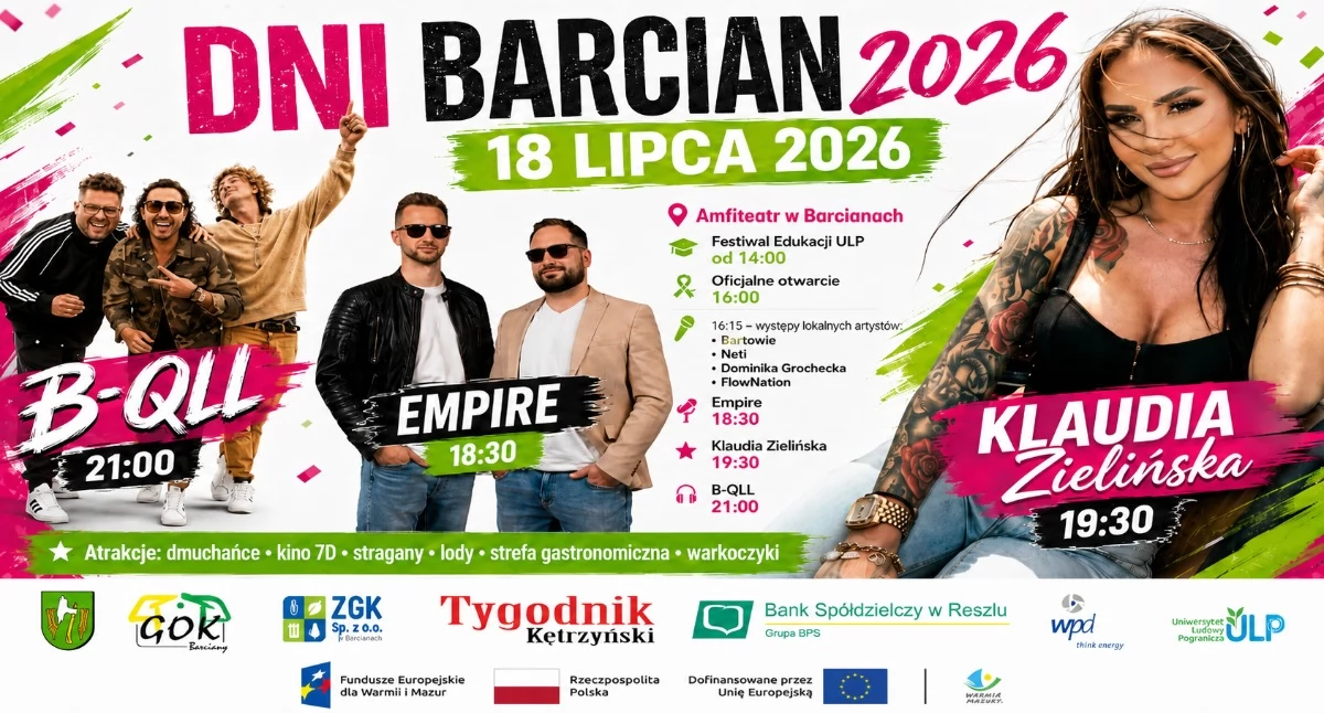 Dni Barcian 2026. Muzyka, lokalne talenty i Festiwal Edukacji ULP w amfiteatrze